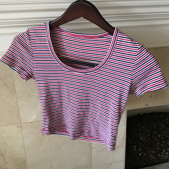 American Apparel Tops - Red white & blue striped American Apparel crop top